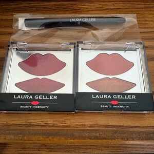 LAURA GELLER CREAM LIP COLORED DUOS WITH LIP BRUSH LOT OF 3